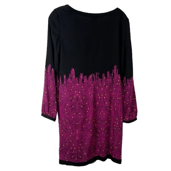 Yoana Baraschi 100% Silk Shift Dress Women's 4 Fuchsia Black Paisley EUC - Picture 2 of 10